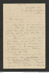 Nachlass Franz Steindachner, Brief von Gabriel Adolphe Boucard an Franz Steindachner (20.07.1882), Inv.Nr. 48.03, Seite 1